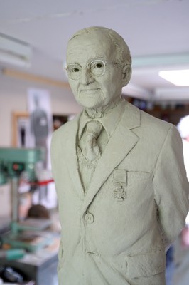 22.04.09 Welsh Rugby... The design for the statue of Sir Tasker Watkins which is nearing completion. 