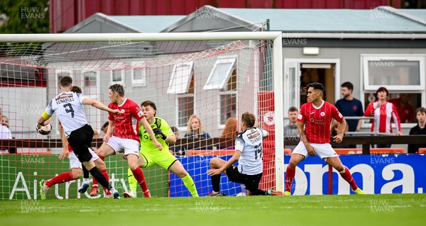 040722 - Sligo Rovers v Bala Town, UEFA Europa Conference League 2022/23 First Qualifying Round Second Leg - David Edwards of Bala Town scores his side's first goal