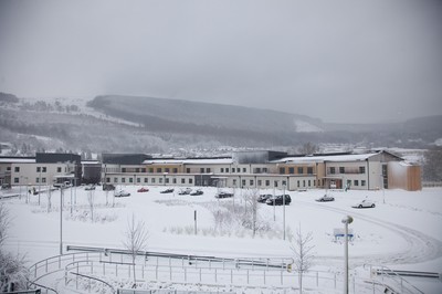 180113 - Snow hits south Wales -The car park at the hospital at Mountain Ash