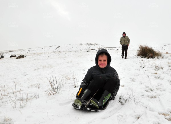 16.12.11.Snow, South Wales. Jacob Sargent and his grandmother Denise Sargent  of Cardiff, enjoying the snow at Storey Arms, Nr Brecon, south Wales. 