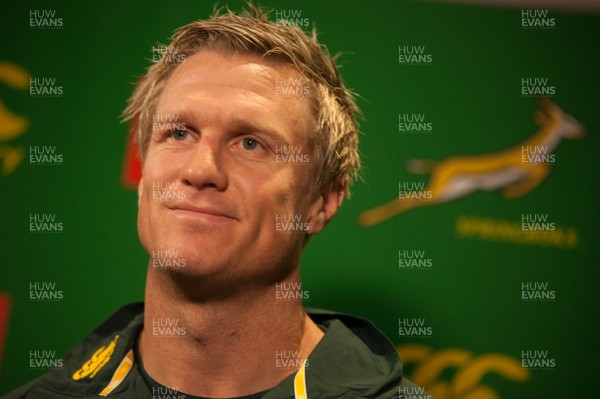 081113 - South Africa Rugby Press Conference, Cardiff - South Africa rugby captain Jean de Villiers talks to the media at press conference