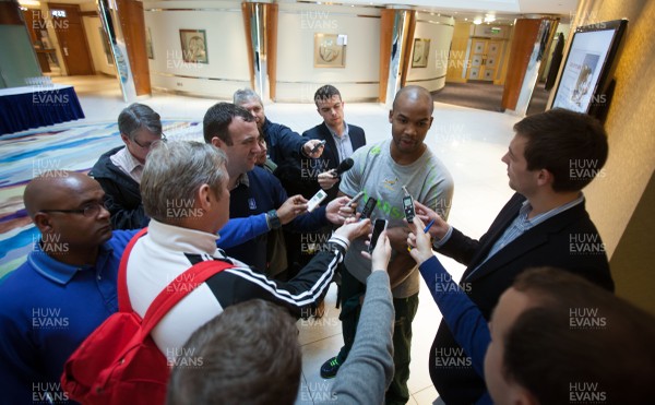 061113 - South Africa Rugby Team Announcement, Cardiff - South Africa's JP Pietersen talks to journalists after press conference