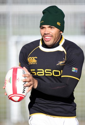 08.11.10 .. South Africa Rugby training session, Treforest -  South Africa's Bryan Habana during training session    