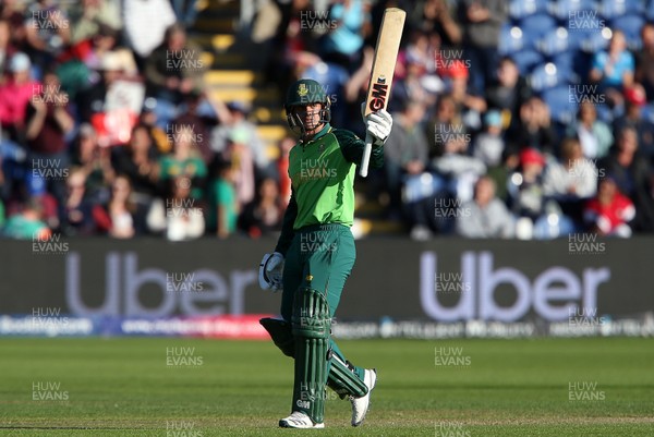 150619 - South Africa v Afghanistan - ICC Cricket World Cup 2019 - Quinton de Kock of South Africa acknowledges his half century