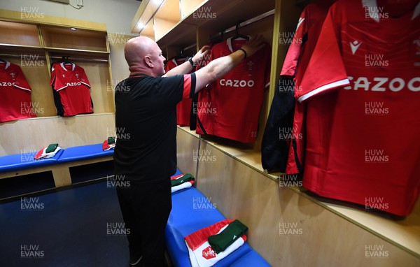 020722 - South Africa v Wales - Castle Lager Incoming Series 2022 First Test - Darren Joy sets up the Wales dressing room at Loftus Versfeld Stadium, Pretoria ahaed of kick off