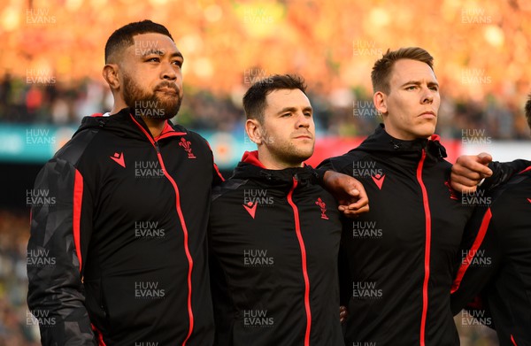 020722 - South Africa v Wales - Castle Lager Incoming Series 2022 First Test - Taulupe Faletau, Tomos Williams and Liam Williams of Wales