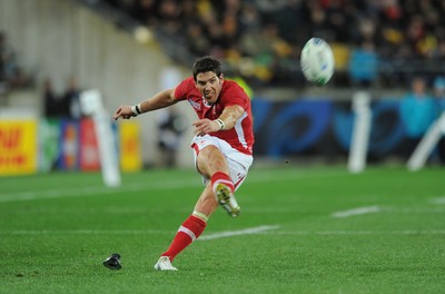 11.09.11 - South Africa v Wales - Rugby World Cup 2011 - James Hook of Wales kicks at goal. 