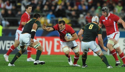 11.09.11 - South Africa v Wales - Rugby World Cup 2011 - Sam Warburton of Wales takes on Pierre Spies of South Africa. 