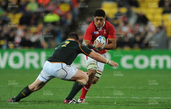 11.09.11 - South Africa v Wales - Rugby World Cup 2011 - Toby Faletau of Wales takes on John Smit of South Africa. 