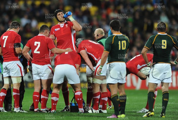 11.09.11 - South Africa v Wales - Rugby World Cup 2011 - Luke Charteris of Wales takes on water. 