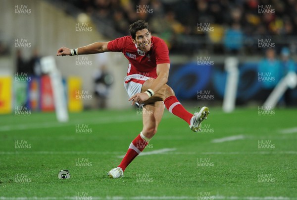 11.09.11 - South Africa v Wales - Rugby World Cup 2011 - James Hook of Wales kicks at goal. 