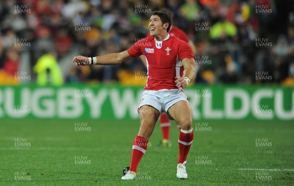 11.09.11 - South Africa v Wales - Rugby World Cup 2011 - James Hook of Wales watches a kick. 