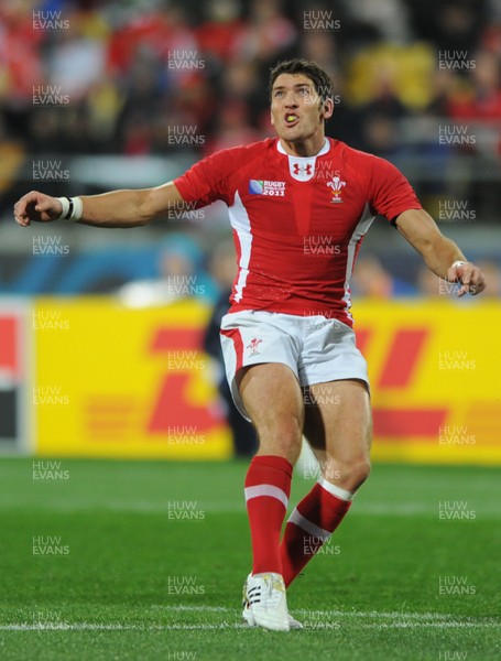 11.09.11 - South Africa v Wales - Rugby World Cup 2011 - James Hook of Wales watches a kick. 