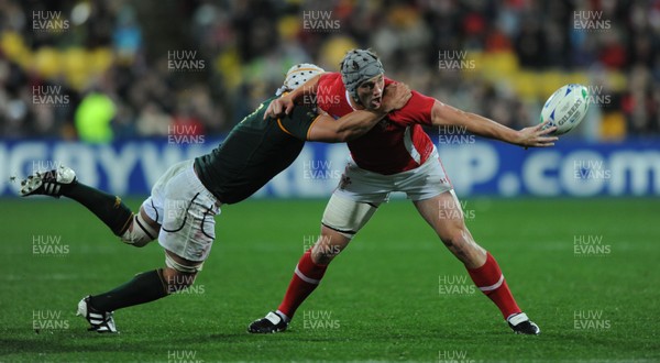 11.09.11 - South Africa v Wales - Rugby World Cup 2011 - Jonathan Davies of Wales tries to get the ball away. 