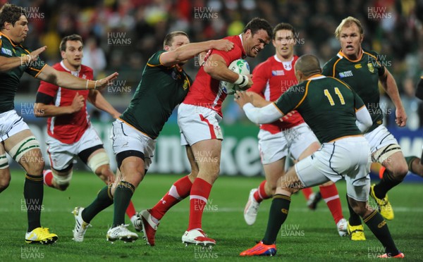 11.09.11 - South Africa v Wales - Rugby World Cup 2011 - Jamie Roberts of Wales drives through. 