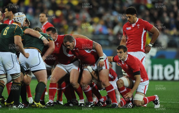 11.09.11 - South Africa v Wales - Rugby World Cup 2011 - Paul James, Sam Warburton and Toby Faletau of Wales. 