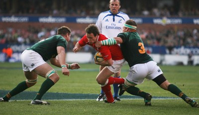 14.06.08 South Africa v Wales (Second Test)... Wales' Mark Jones is tackled by South Africa's Brendon Botha.  