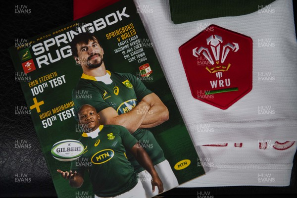 160722 - South Africa v Wales - Castle Lager Incoming Series 2022 Third Test - Match programme and match shorts in the dressing room ahead of kick off