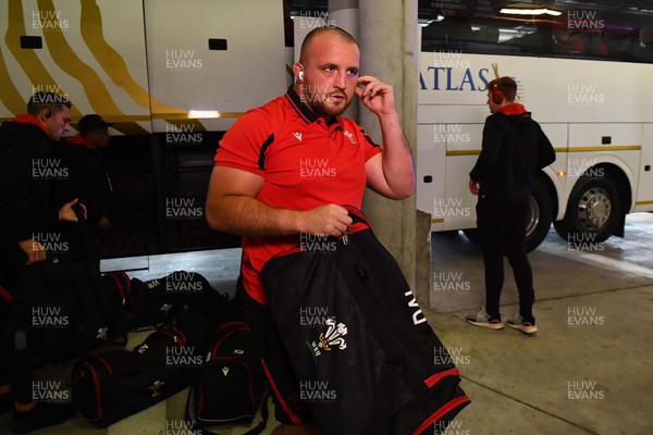 160722 - South Africa v Wales - Castle Lager Incoming Series 2022 Third Test - Dillon Lewis of Wales arrives