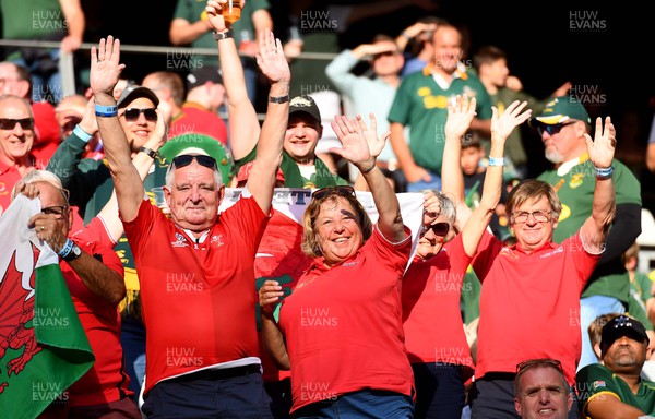160722 - South Africa v Wales - Castle Lager Incoming Series 2022 Third Test - Wales supporters ahead of kick off