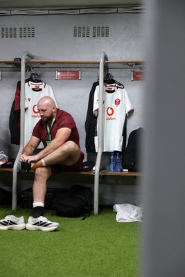 180726 - South Africa v Wales - Nations Championship - Dillon Lewis of Wales in the dressing room