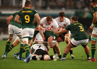 180726 - South Africa v Wales - Nations Championship - Jasper Wiese of South Africa is tackled by Rhys Carre of Wales 