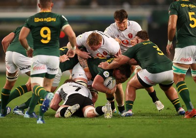 180726 - South Africa v Wales - Nations Championship - Jasper Wiese of South Africa is tackled by Rhys Carre of Wales 