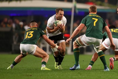 180726 - South Africa v Wales - Nations Championship - Max Llewellyn of Wales is tackled by Jesse Kriel of South Africa 