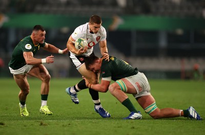 180726 - South Africa v Wales - Nations Championship - Joe Hawkins of Wales is tackled by Cobus Wiese of South Africa 