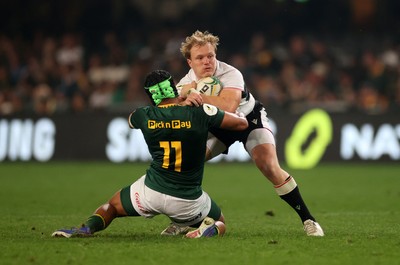 180726 - South Africa v Wales - Nations Championship - Blair Murray of Wales is tackled by Kurt-Lee Arendse of South Africa 