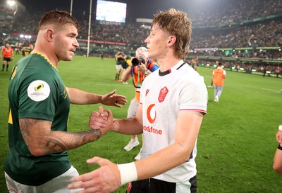 180726 - South Africa v Wales - Nations Championship - Malcolm Marx of South Africa and Ellis Mee of Wales 