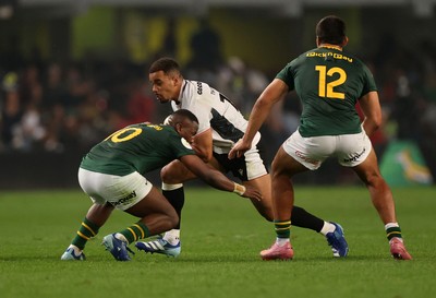 180726 - South Africa v Wales - Nations Championship - Ben Thomas of Wales is tackled by Vusi Moyo of South Africa 
