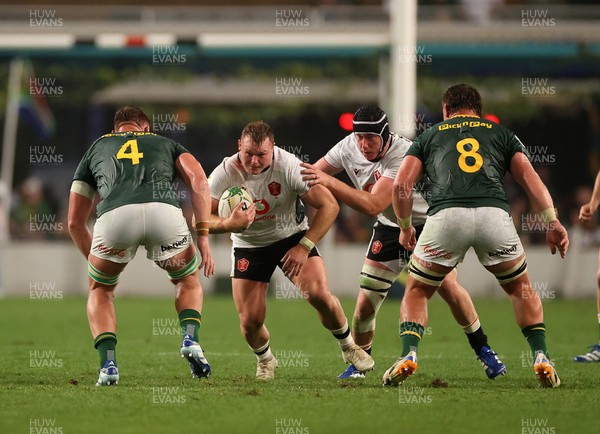 180726 - South Africa v Wales - Nations Championship - Dewi Lake of Wales is challenged by Cobus Wiese of South Africa 