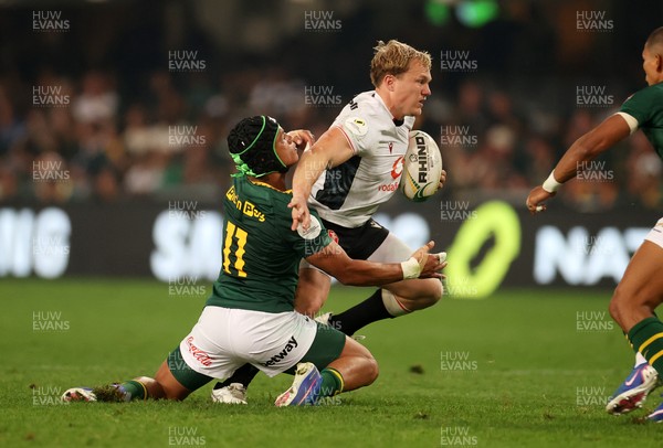 180726 - South Africa v Wales - Nations Championship - Blair Murray of Wales is tackled by Kurt-Lee Arendse of South Africa 