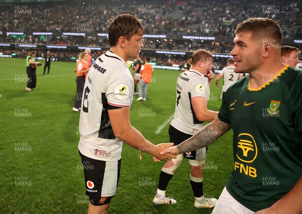 180726 - South Africa v Wales - Nations Championship - Alex Mann of Wales and Malcolm Marx of South Africa at full time