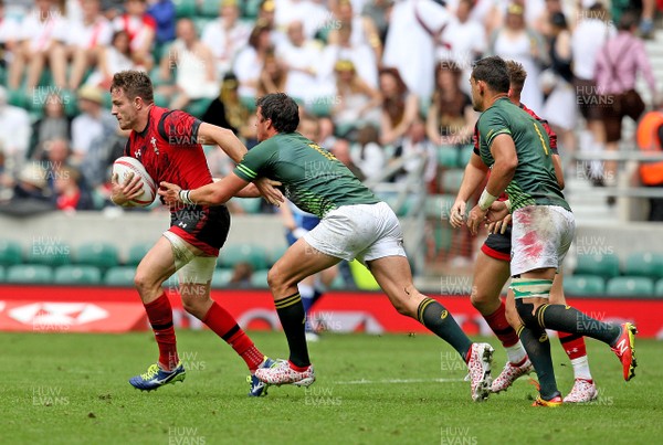 200617  - South Africa vs Wales - HSBC World Rugby Sevens Series - Lloyd Evans of Wales on the attack  