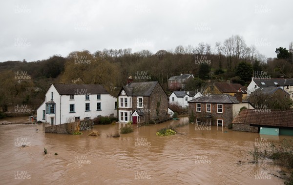 180220 - South Wales Flooding - Homes at Brockweir in the Wye Valley south of Monmouth, flooded as the river bursts it's banks in the aftermath of Storm Dennis