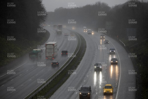 181220 - Picture shows the poor driving conditions on the M4, north of Cardiff this afternoon as the area is issued with an amber weather warning for heavy rain