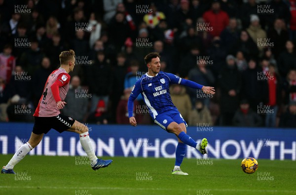 021223 - Southampton v Cardiff City - Sky Bet Championship - Ryan Wintle of Cardiff City clears