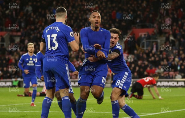 090219 - Southampton v Cardiff City, Premier League - Kenneth Zohore of Cardiff City celebrates after scoring the second goal