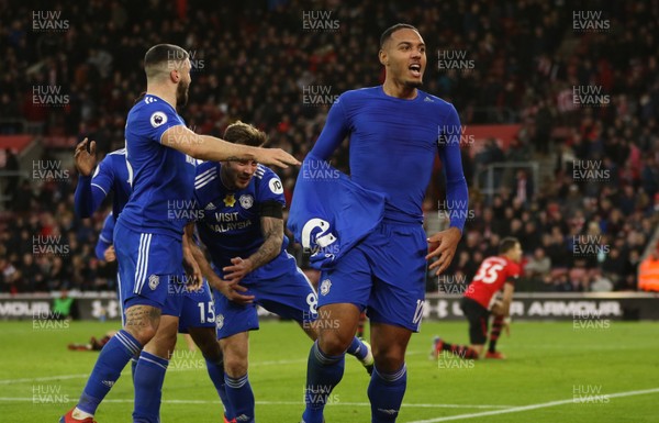 090219 - Southampton v Cardiff City, Premier League - Kenneth Zohore of Cardiff City celebrates after scoring the second goal