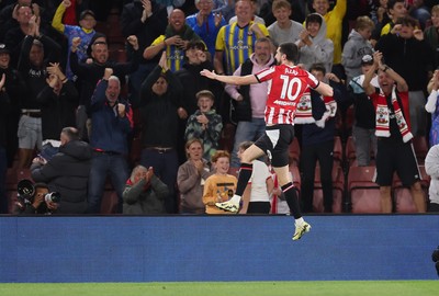 080926 - Southampton v Swansea City, EFL Sky Bet Championship - Finn Azaz of Southampton celebrates after scoring the opening goal