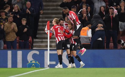 080926 - Southampton v Swansea City, EFL Sky Bet Championship - Finn Azaz of Southampton celebrates after scoring the opening goal