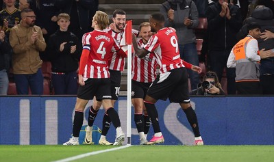 080926 - Southampton v Swansea City, EFL Sky Bet Championship - Finn Azaz of Southampton celebrates after scoring the opening goal