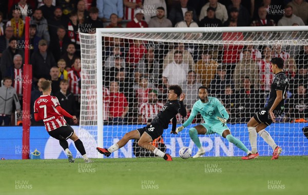 080926 - Southampton v Swansea City, EFL Sky Bet Championship - Leo Scienza of Southampton shoots to score the third goal