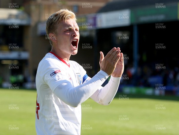 060816 - Southend United FC vs Gillingham FC -  EFL SkyBet League 1 -Gillingham captain Josh Wright celebrates a great away day victory