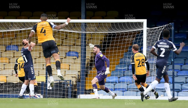 080521 - Southend United v Newport County - Sky Bet League 2 - Tom King of Newport County saves and celebrates saving a penalty