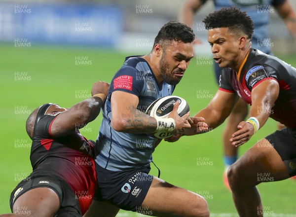 140418 - Southern Kings v Cardiff Blues - Guinness PRO14 - Ball carrier Willis Halaholo of Cardiff Blues