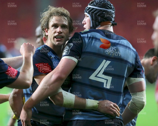 140418 - Southern Kings v Cardiff Blues - Guinness PRO14 - Blaine Scully of Cardiff Blues celebrates scoring a try