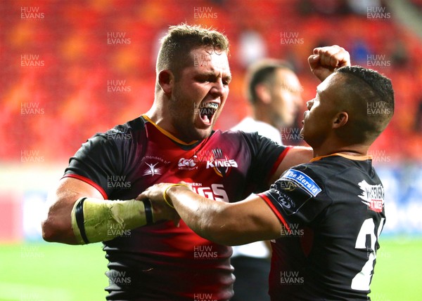 020318 - Southern Kings v Dragons - Guinness PRO14 -  Try scorer Ruaan Lerm of Southern Kings celebrates
